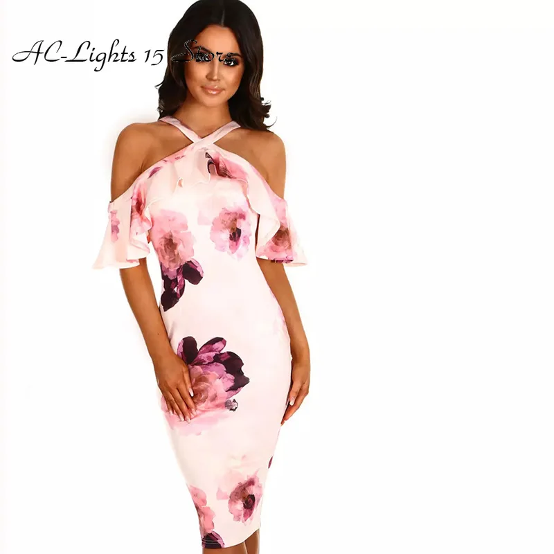 Пикантные летние Bodycon цветок плиссированное платье Для женщин Boho Темно синие
