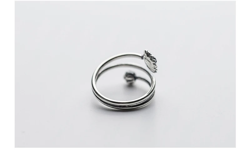 DR S925 серебряное кольцо Мода Национальный ретро ветер тайский серебро три Слои цветок лотоса 925 пробы серебро открытым кольца Для женщин