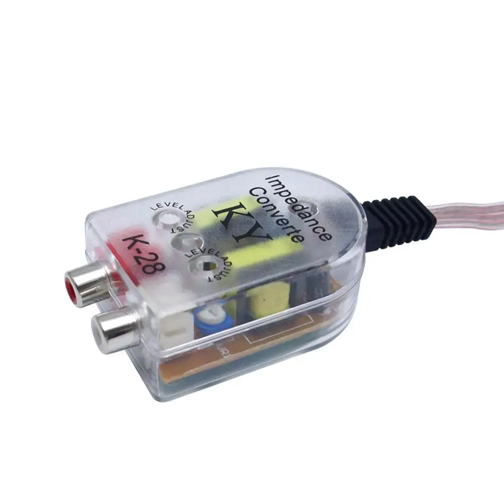 

Adjustable Car Speaker to RCA Level Adaptor High to Low Sockets Auto Line Out Audio Converter