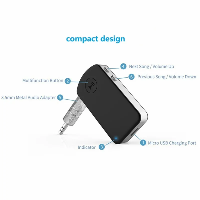 3 5 мм RCA Aux адаптер беспроводной Bluetooth V4.2 аудио приемник для автомобиля стерео Hi Fi