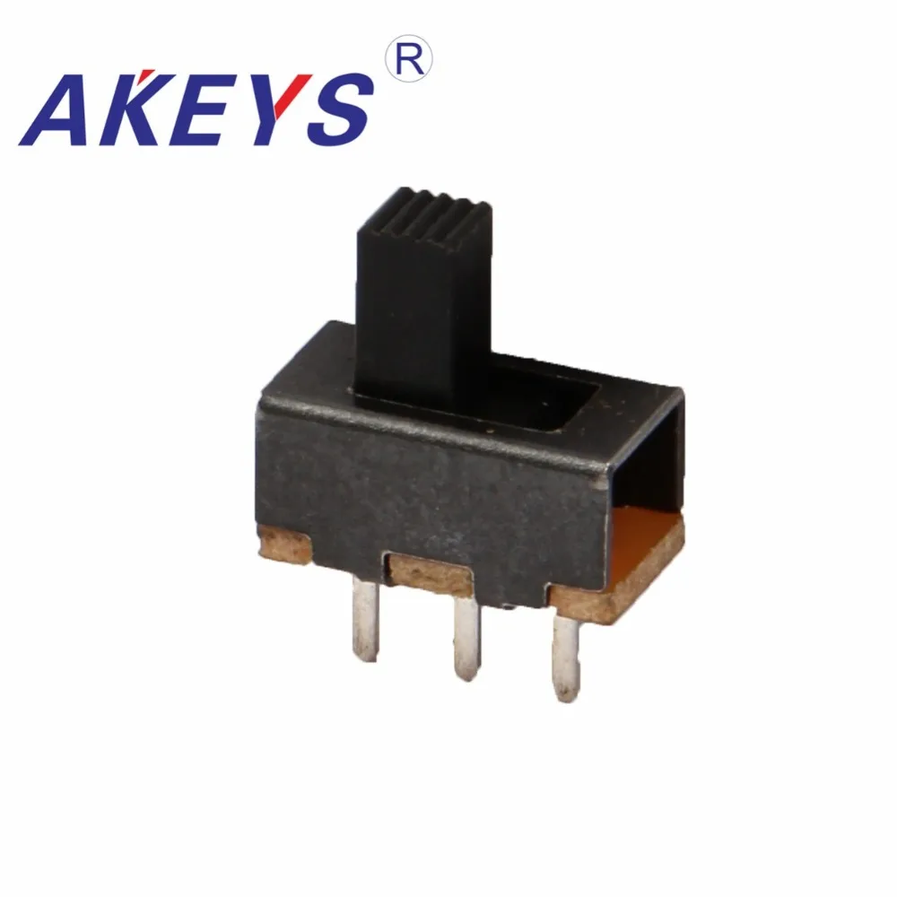 

100PCS SS-12F17 1P2T Single pole double throw slide switch 3 pin verticle type handle heights can be customized pin with holes