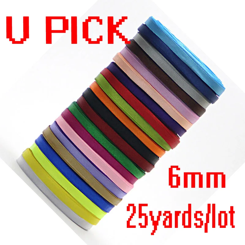 Wholesale! 25 yards/lot 1/4" 6 mm Solid Satin Ribbon Packing Tape DIY Hair Bow & Sewing Accessories U PICK|25 yard|solid satin ribbonsatin ribbon - AliExpress