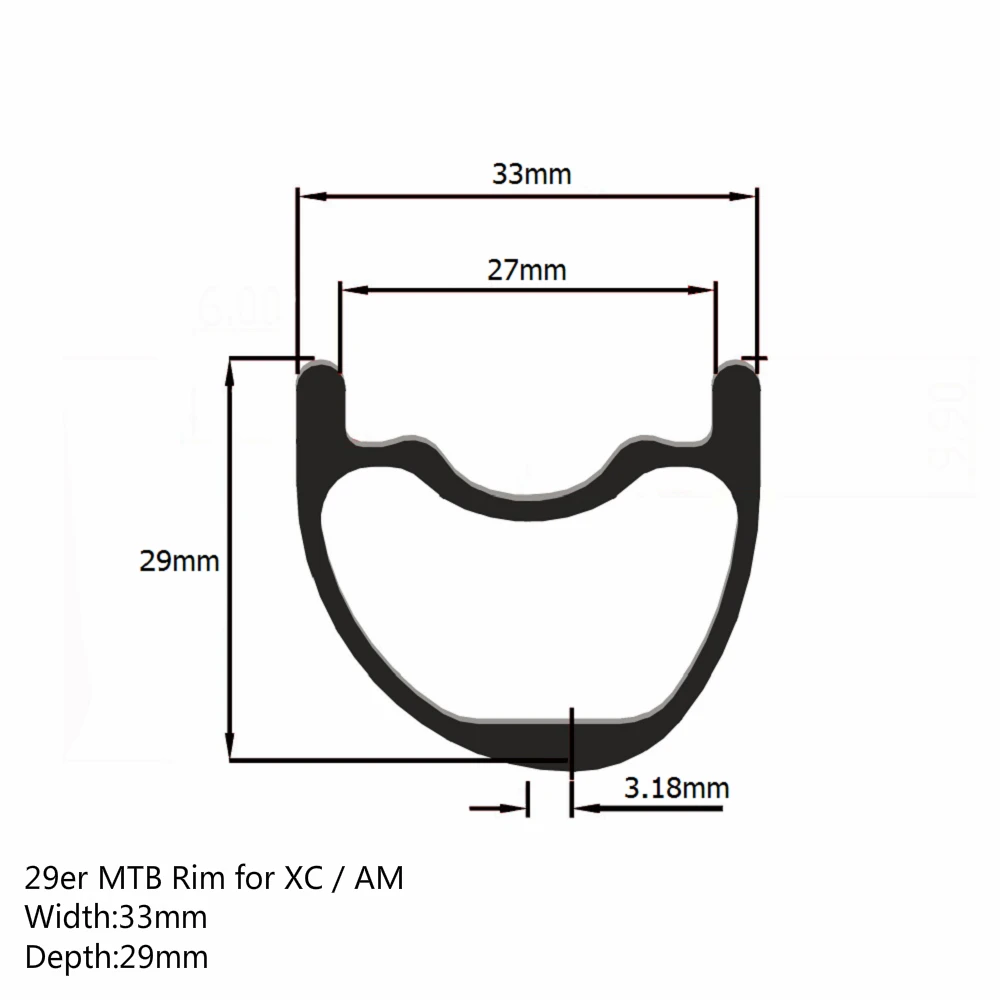 29er MTB карбоновая оправа асимметричного типа бескамерная готовая 33 мм* 29 мм для XC AM колеса горного велосипеда супер светильник вес 350 г/шт