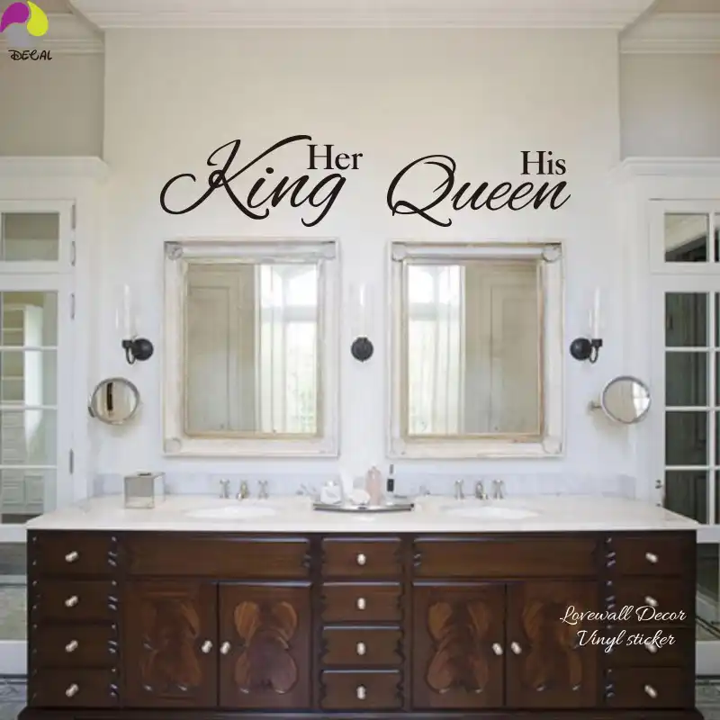 Her King His Queen Quote Wall Sticker Bathroom Hang Towel Mirror Quote Wall Sticker Bathroom Hang Towel