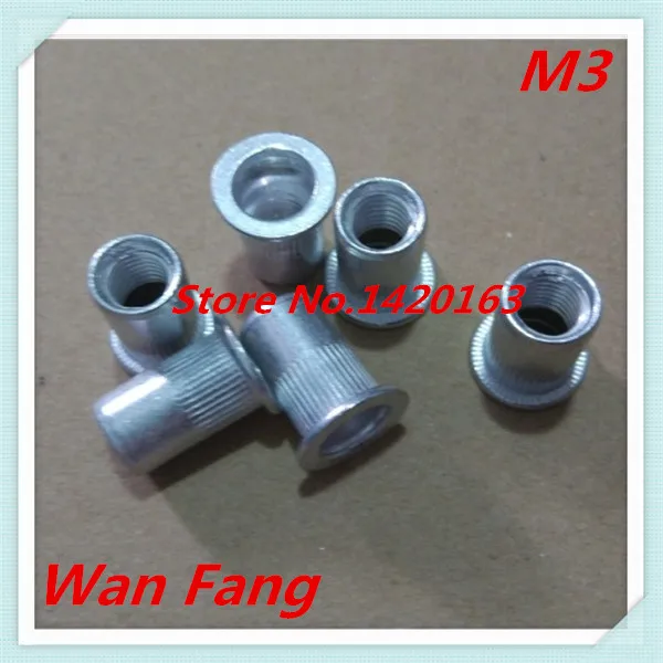 M3x100pcs Aluminium rivet nut Metric Flat Head M3 Blind Insert nut PEM