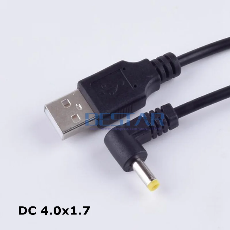 Черный DC Локоть разъем питания USB преобразовать в 4,0*1,7 мм/DC 4017 L форма Jack 4,0 мм x 1,7 мм 4,0x1,7 мм Прямоугольный зарядный кабель 1 м