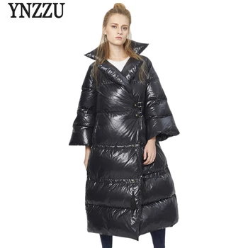 

YNZZU Chic 2017 Winter Women Down Jackets Brand Loose Flare Sleeve Extra Long Warm Woman Down Coats Ladies Snow Outwear O290