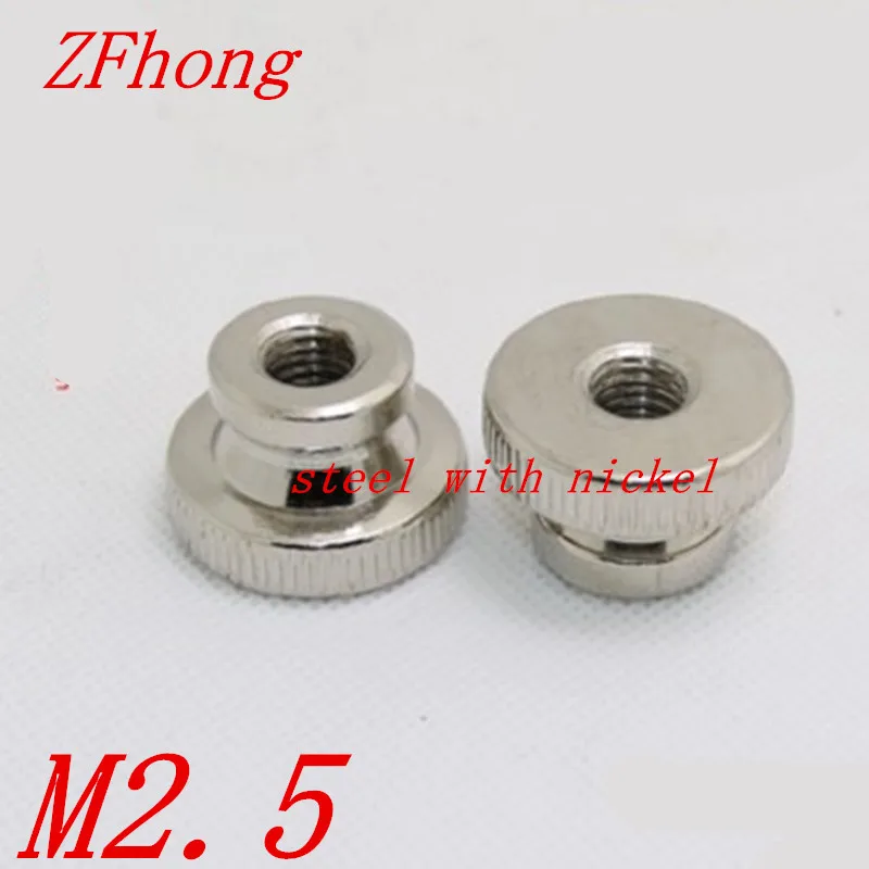 50pcs M2.5 steel with nickel step knurled thumb nut hand tighten nutin