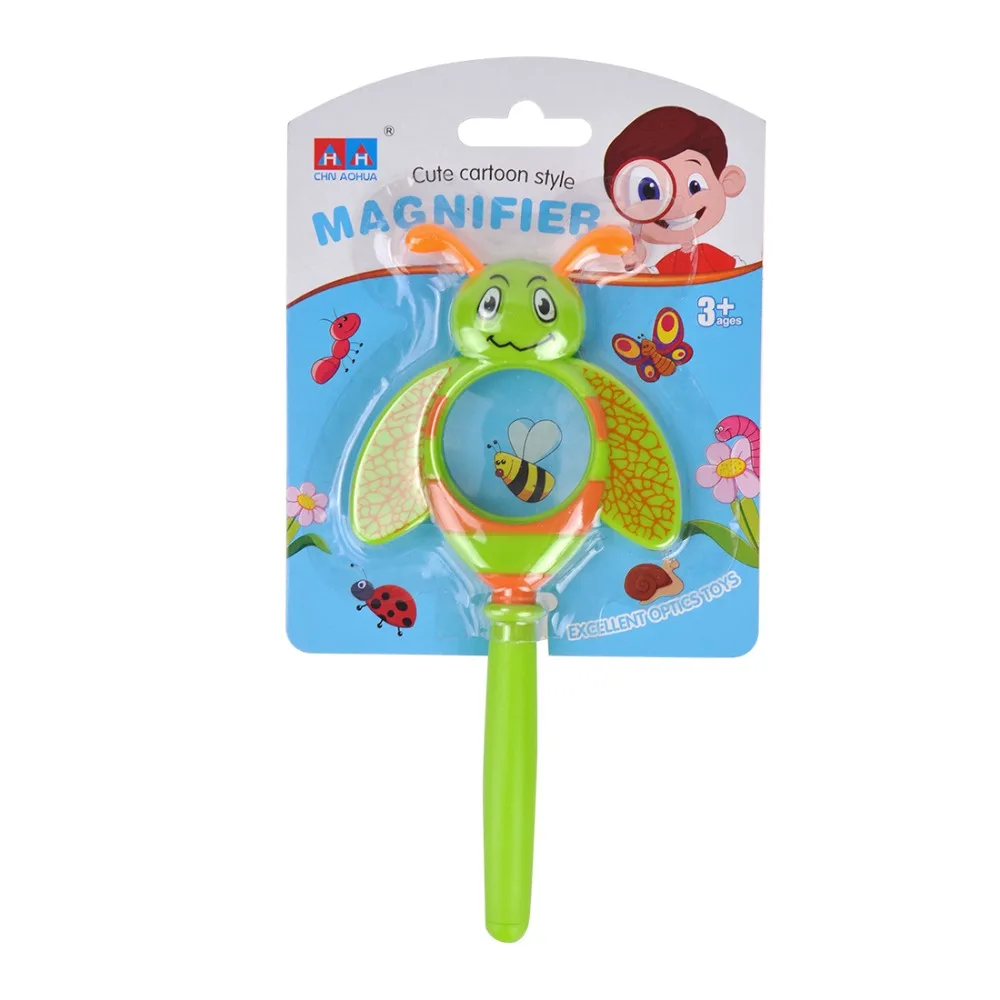 Children Toy Handheld Acrylic Lens Hand Magnifier Kids Bee Shape Magnifying Glass Loupe (three color three shapes send randomly)