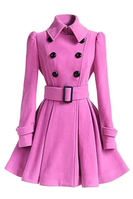 Новая мода, зимнее шерстяное пальто для женщин, юбка типа А-силуэта, шерстяная Женская куртка Inverno Casaco Feminino WC105 - Цвет: pink