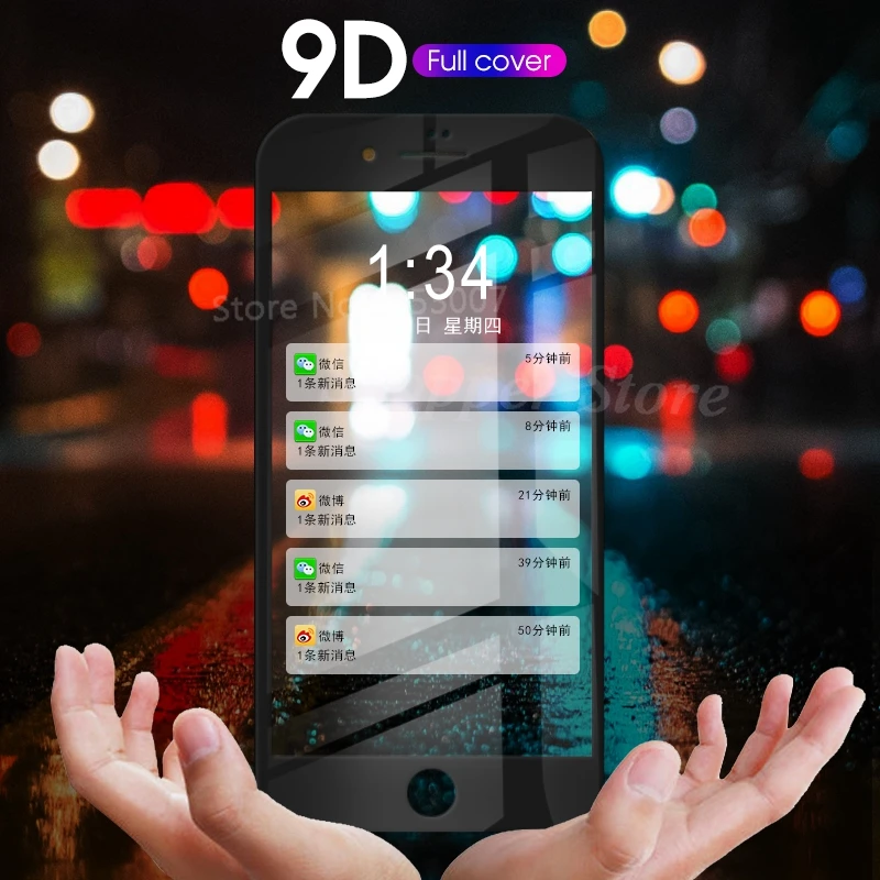 9D Защитная пленка для экрана из закаленного стекла для iPhone 7, 8 Plus, полностью проклеенное стекло для iPhone 6, 6S Plus, пленка HD для iPhone 5, 5S, SE