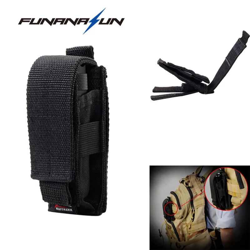 Tactical Flashlight Holster Adjustable Knife Belt Molle Pouch Magazine