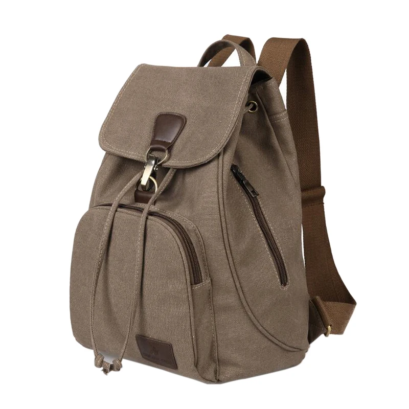 Canvas Drawstring Backpacks Women 4 Colors Girls Laptop Bag High
