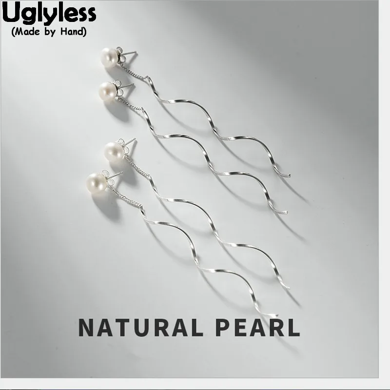 Uglyless серьги из натурального жемчуга для женщин реальные однотонные серебряные