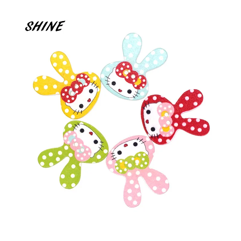 

SHINE Wood Sewing Buttons Scrapbooking Rabbit Colorful Mixed Two Holes 32 x 25mm 12 PCs Costura Botones Decorate bottoni botoes