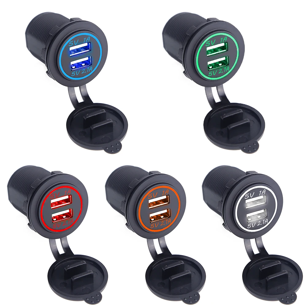 

Universal Car Charger USB Vehicle DC12V-24V Waterproof Dual USB Charger 2 Port Power Socket 5V 2.1A/1A car-charger
