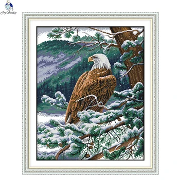 

JoySunday cross stitch kits needlework set overlooking Eagle animal pattern 14CT 11CT cotton painting gift art factory wholesale