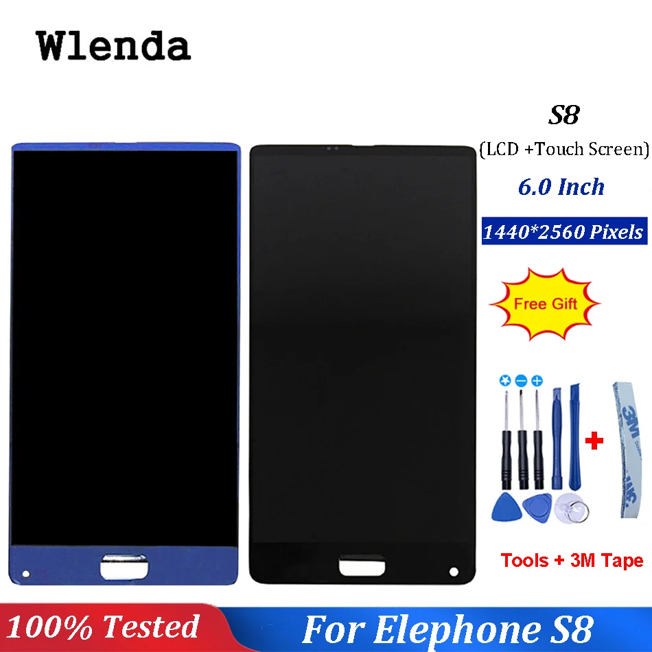 

Black/Blue For Elephone S8 LCD Display+Touch Screen 100% Tested Digitizer Assembly Replacement Accessories+tools
