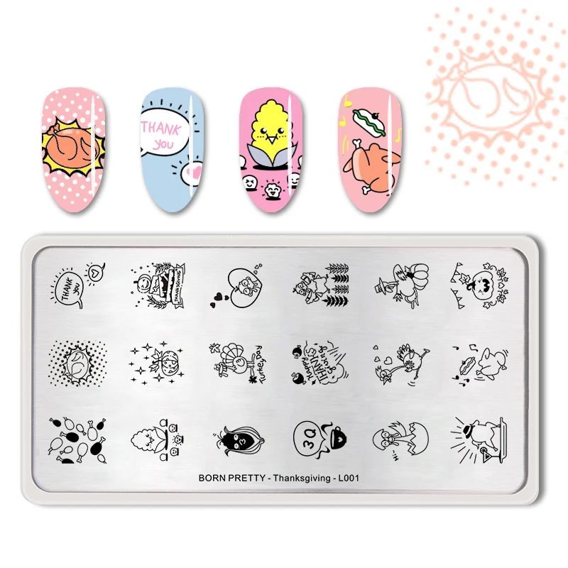 

BORN PRETTY Nail Stamp Template Rectangle Nail Art Stamping Image Plate Manicure DIY Stencil Tools Thanksgiving-L001