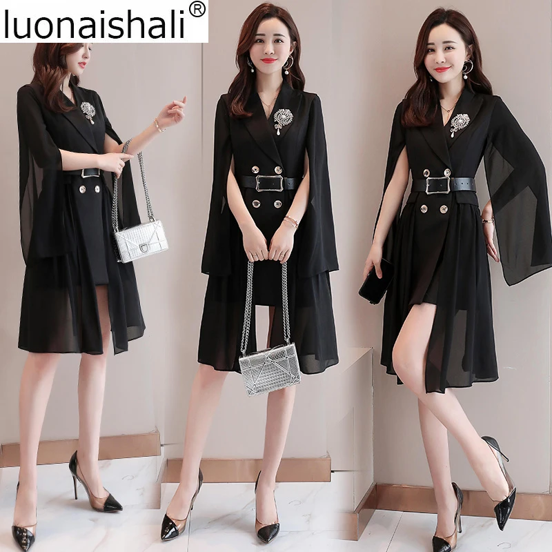 

Office Ladies Double-breasted Solid Color Blaze Coat 2019 New Design OL Slim Fashion Suit Spring Blaze C040