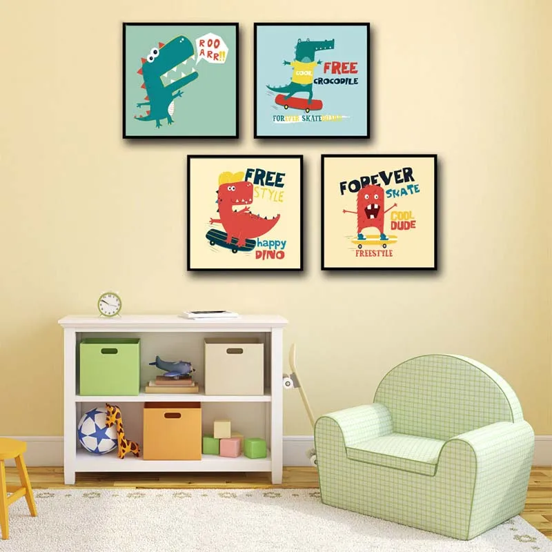 FOOCAMCartoon-Vers-o-Bonito-Animal-Crocodilo-Dinossauro-Monstro-Cartaz-Lona-De-Arte-Moderna-Decora-o-Do (2)