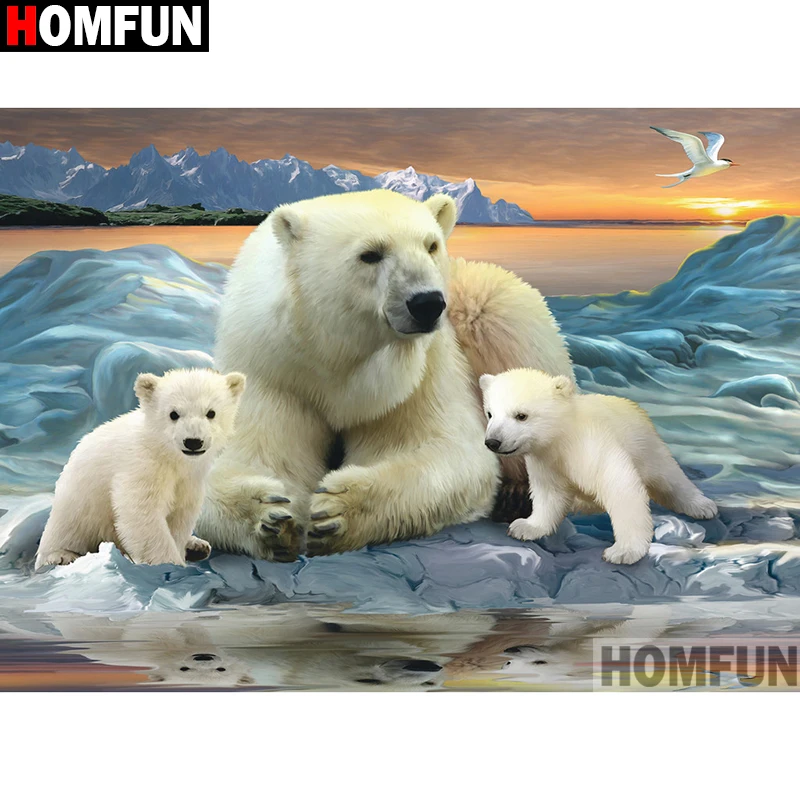 Алмазная 5D Вышивка HOMFUN A14430 картина Медведь с полными квадратными/круглыми