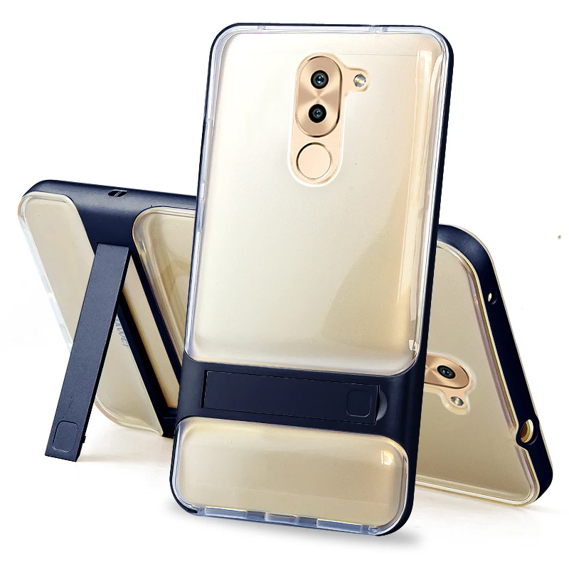 Чехол для телефона huawei Honor 6X Hybric PC+ TPU Armor Kick Stand Ультратонкий Роскошный чехол для GR5 чехол s 2в1 защитный чехол - Цвет: Clear Navy