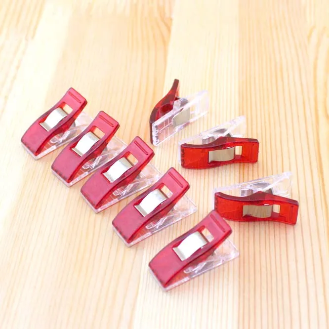 100PCS Red PVC Plastic Clips For Patchwork Sewing DIY Crafts, Quilt