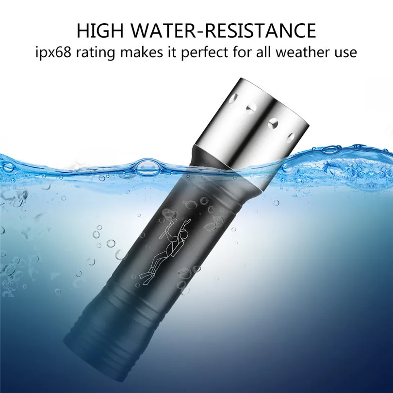 

Underwater XM-L T6 LED Scuba Diving Flashlight Waterproof Torch for diving or raining night outdoor activity hiking cycling A30