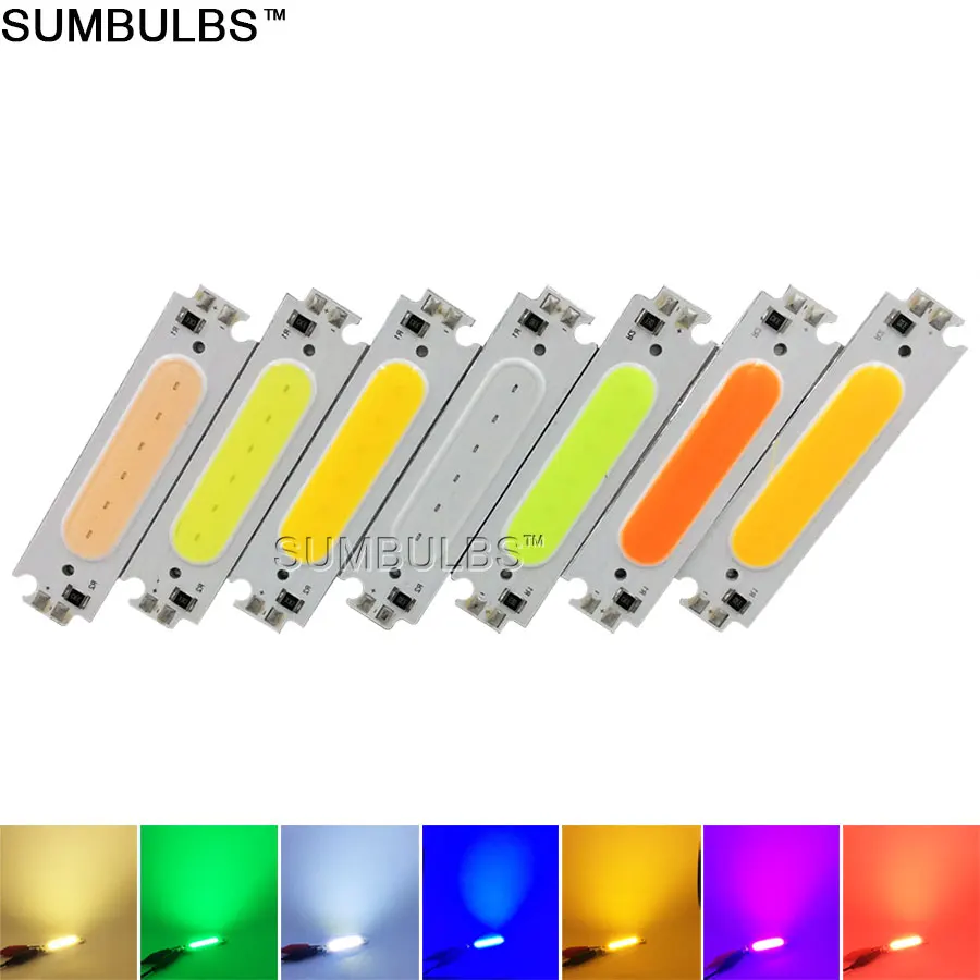 10PCS 60x15MM DC 12V 2W COB LED Light Bulb Chip White Yellow Orange Green Blue Red Purple LED Matrix Lamp for DIY Lighting 6CM