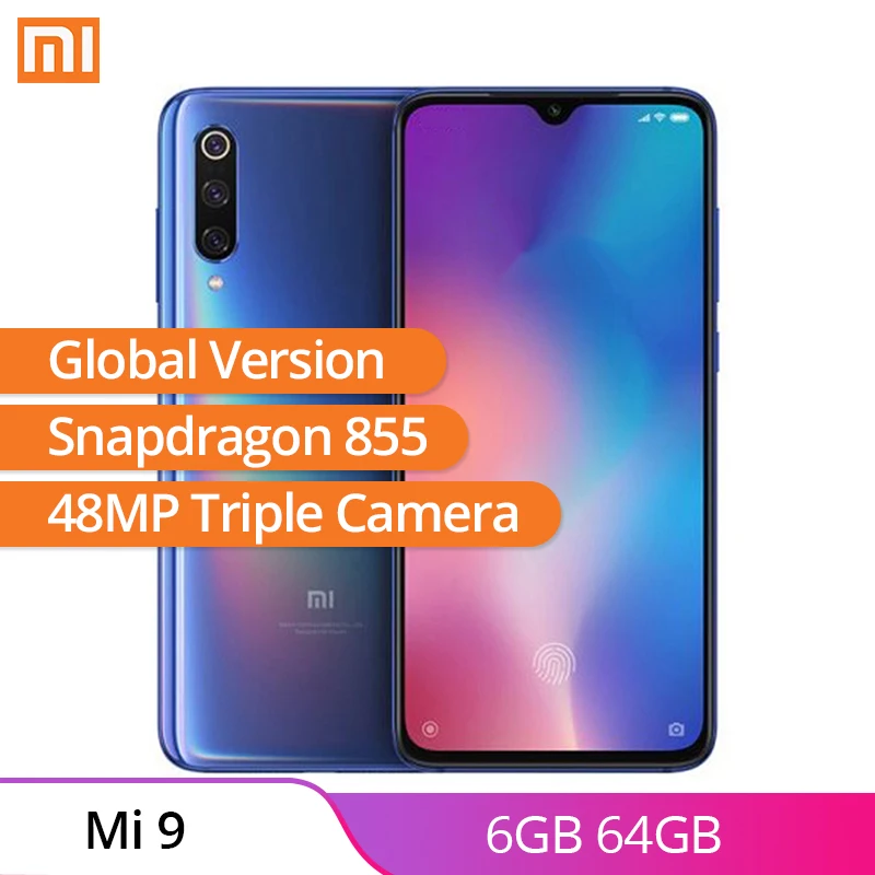 Xiaomi mi 9 6GB 64GB мобильный телефон 48MP Тройная камера UI 10 Face ID восьмиядерный смартфон