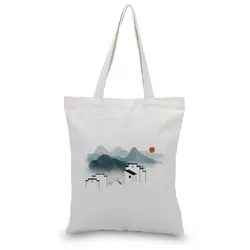 Холщовые сумки чернил Рисование вместительная сумка для покупок DIY печать логотипа экологический многоразовый наплечный мешок сумки
