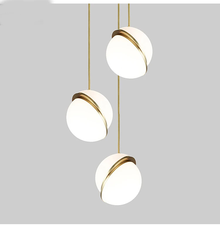 Скандинавские современные круглые шары подвесные светильники креативная круглая луна латунь Подвеска Лампы для столовой гостиной