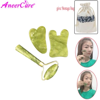 

Natural Jade Facial Roller Massager Facial scraper Facial Slimming Beauty Slim Massage Guasha Scraper Tools Set