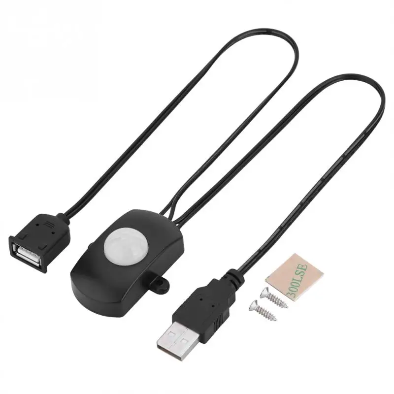 Черный DC 5 В/12 В/24 В USB корпус инфракрасный PIR датчик движения переключатель датчик движения человека детектор переключатель для Светодиодный светильник Автоматическая полоса - Цвет: Черный