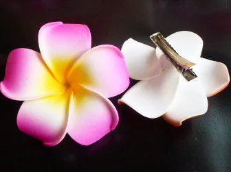 new fashion 50 pcs Fuschia colour Foam Hawaiian Plumeria flower Frangipani  Flower bridal hair clip 6cm