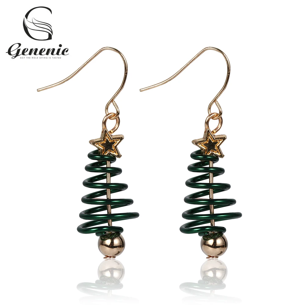 

1Pair HOT Green Color Christmas Tree Earrings Spring Christmas Dangle Drop Earring Gold Plating Party Jewelry Women Xmas Gift