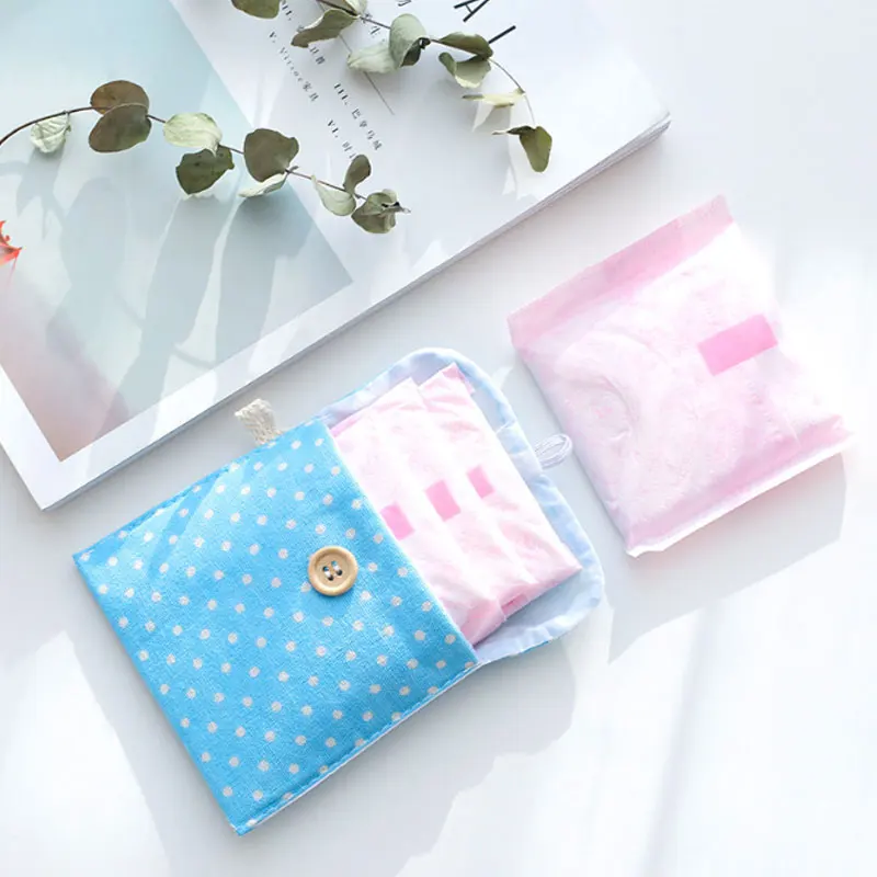Women Girl Cotton Cosmetic Bag For Sanitary Napkin Storage Bags Outdoor Travel Case Storage Pouch Purse Organizer