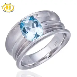 Hutang реального небесно-синий топаз драгоценный камень серебро 925 пробы кольцо Для женщин Fine Jewelry подарок любимым
