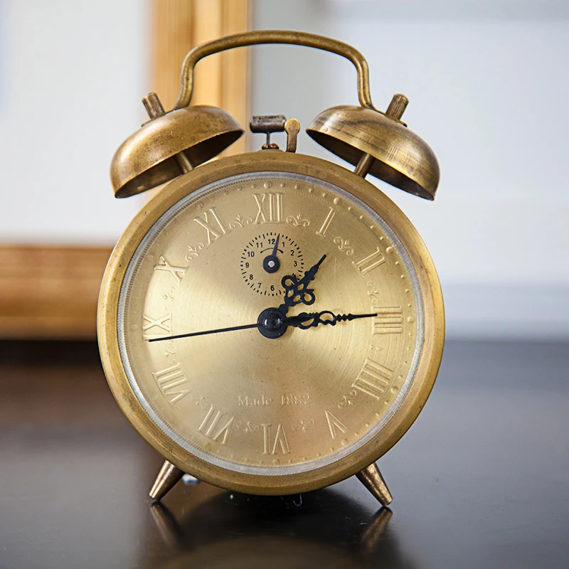 

2017 new creative Retro alarm clock needle student bedside refinement pure copper loud voice mechanical WITFAMILY Store