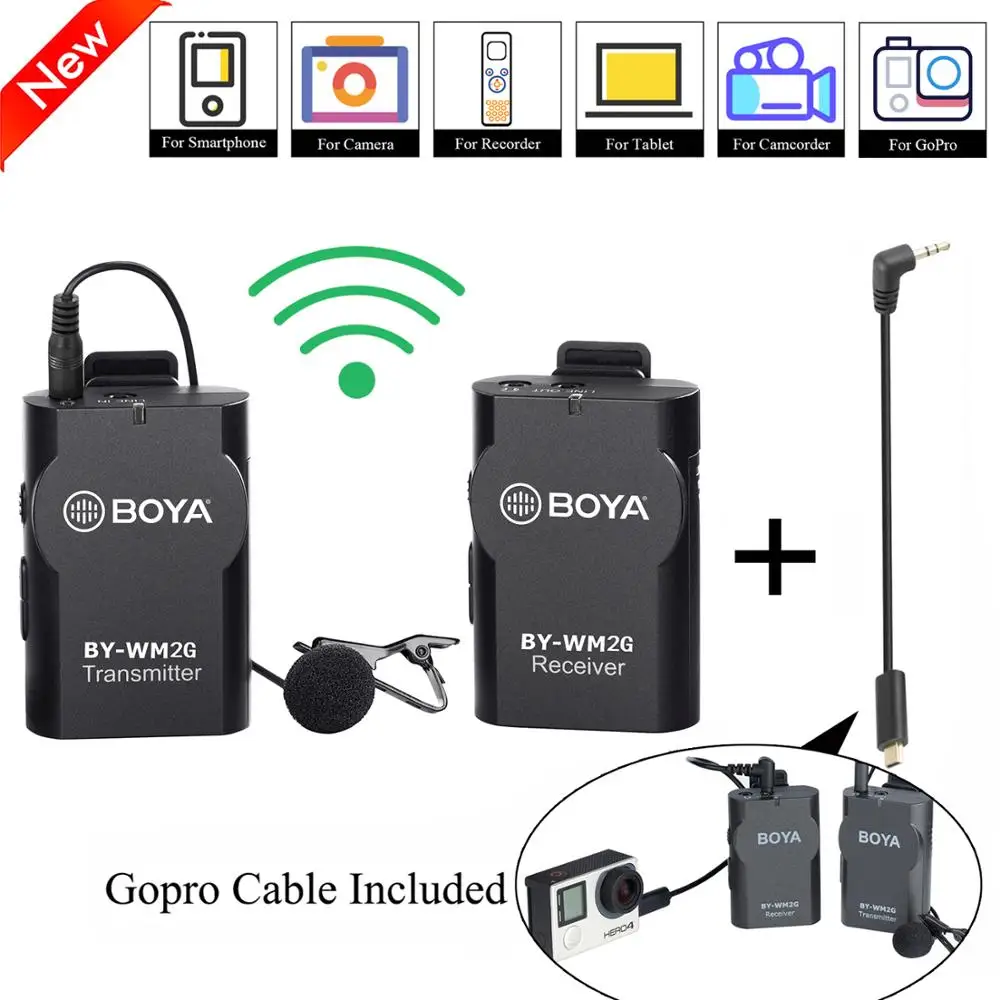 BOYA Lavalier Wireless Microphone with GoPro Cable