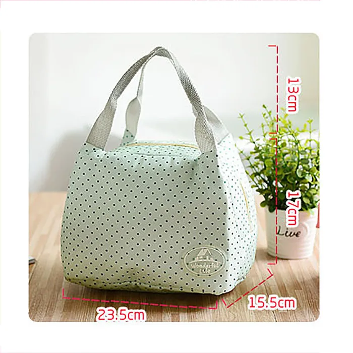 Portable Lunch Bag Insulated Cold Canvas Stripe Picnic Carry Case Thermal Bag for Kids Women Girls Ladies Man