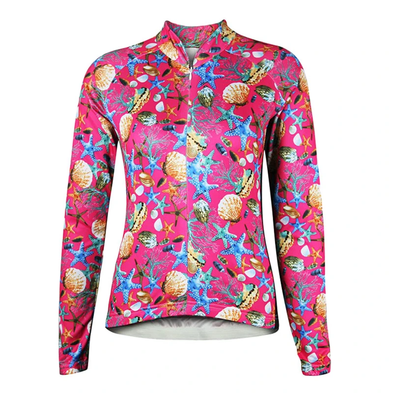 

2016 New Women Top Cycling Jersey Long Sleeve Rose Flower Pattern Breathable Riding Road Mountain Bike Clothing Mallot Ciclismo