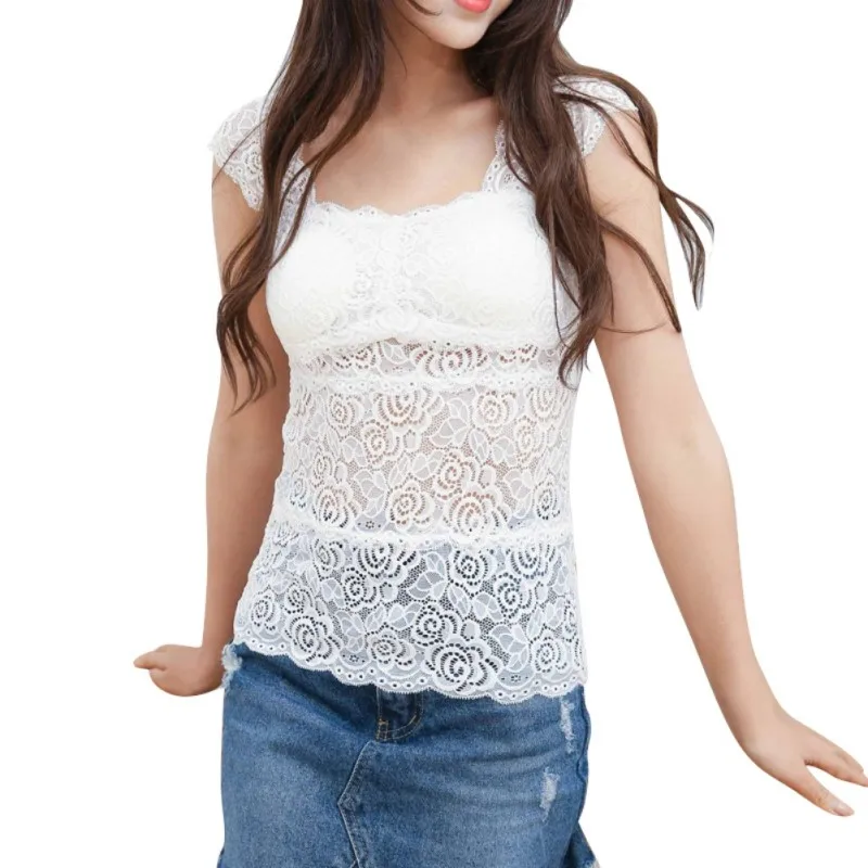 New Womens Sexy Tank Tops Lace Vest Hollow Lace Tops For Female Sexy
