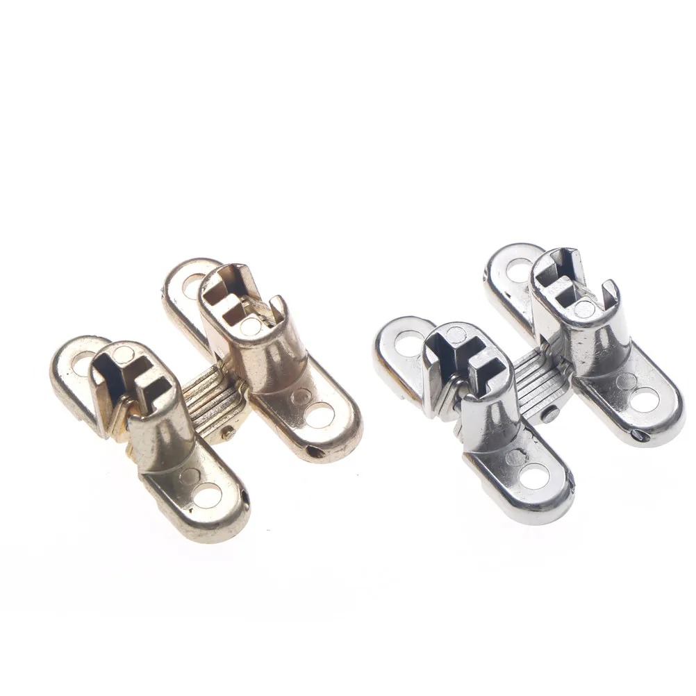 Kopen 1 STKS Vouwen Onzichtbare Verborgen Cross Deur Scharnier zinklegering Verborgen Scharnieren Voor Deur Meubels Hardware 41.8*22*30mm 2 Kleuren