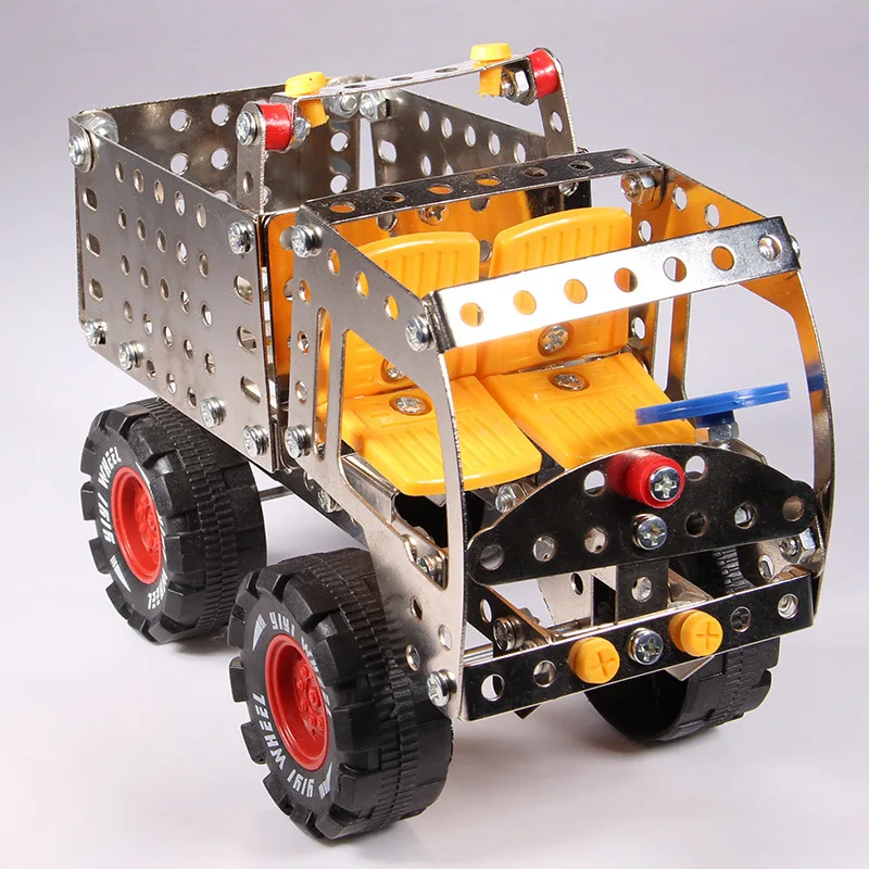 Beste Bouw Vrachtwagen Voertuig Constructor Speelgoed Metalen Enlighten Montage Model Building Kits Blokken Speelgoed Voor Jongens Meisjes Geschenken