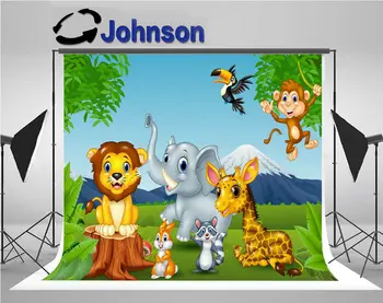 

jungle safari Cartoon Wild Animal photo studio background Vinyl cloth High quality Computer print party backdrops