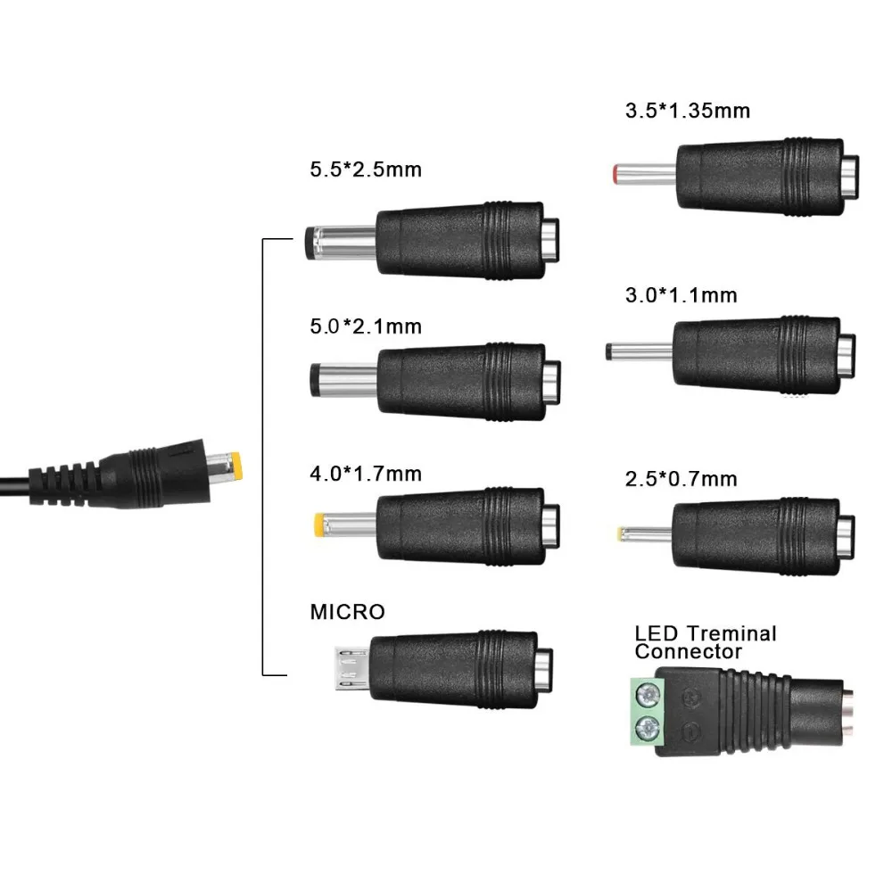 30W Универсальный адаптер питания 3V 4,5 V 5V 6V 7,5 V 9V 12V AC DC зарядное устройство преобразователь питания+ 5V 2.1A USB порт с 8Pcs jack-черный