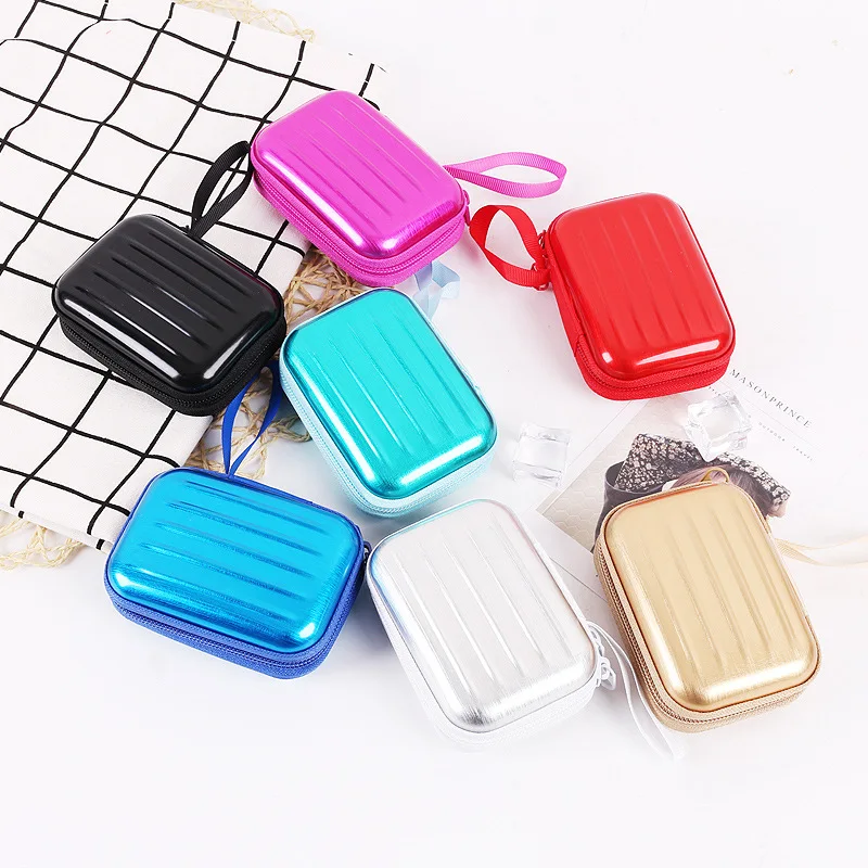 

8pc/lot luggage model square tin iron box / mini pouch / key purse / pencil case/steel box/coin storage bag/headset gift bag