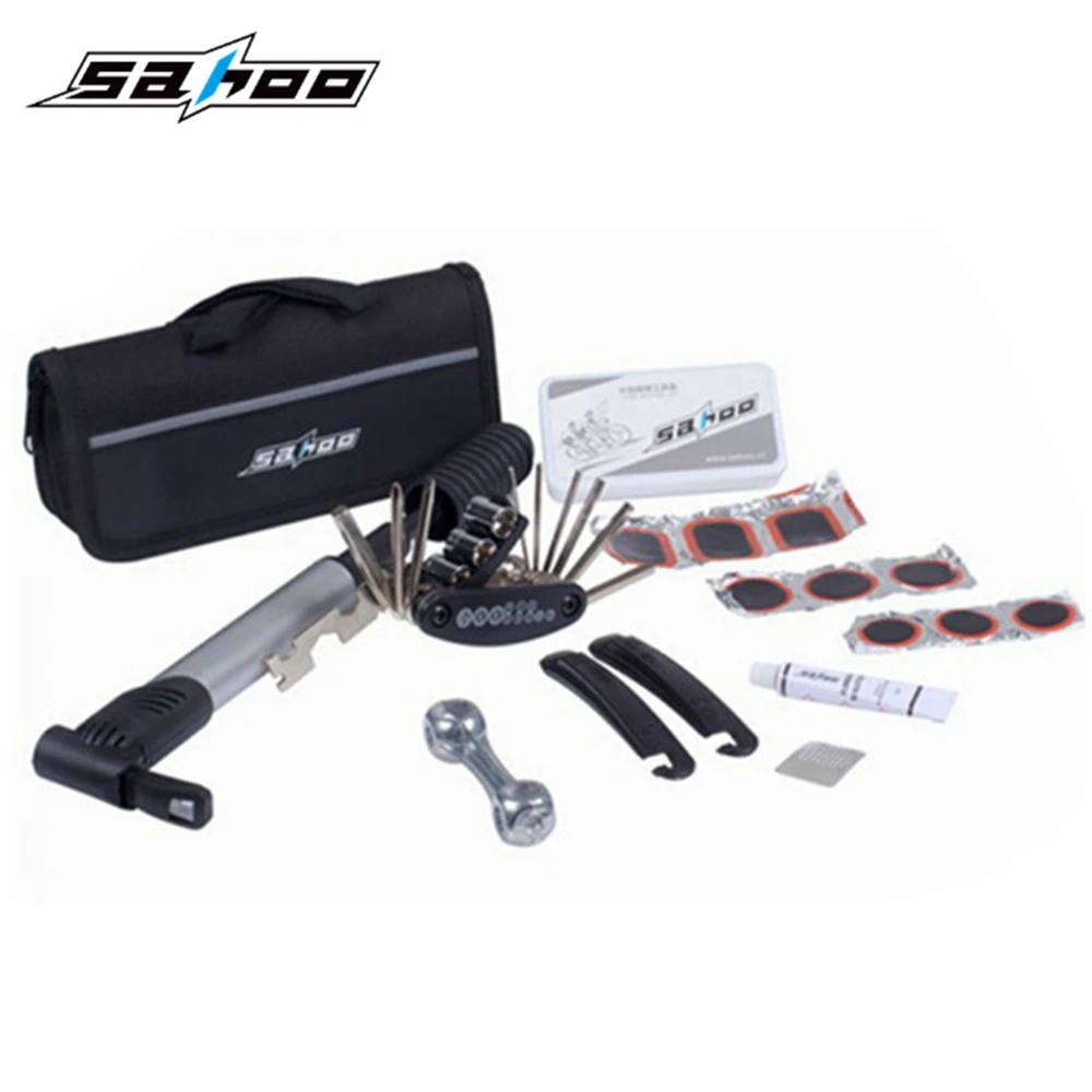 

SAHOO Multifunctional Bike Repair Tool Bag Mini Pump Patch Kit Tire Lever MTB Bicycling Cycling Riding Tool Kits Portable Set